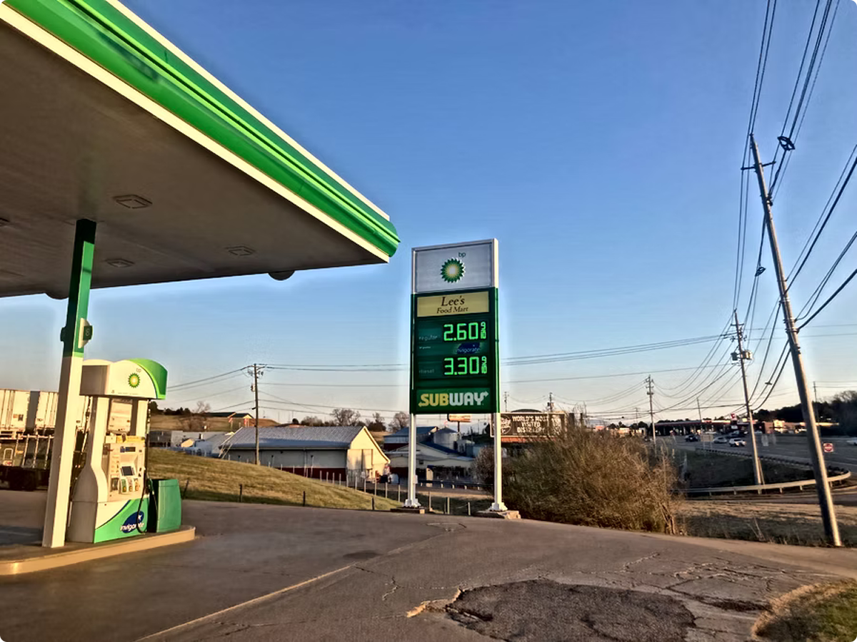 Gas station under clear sky
